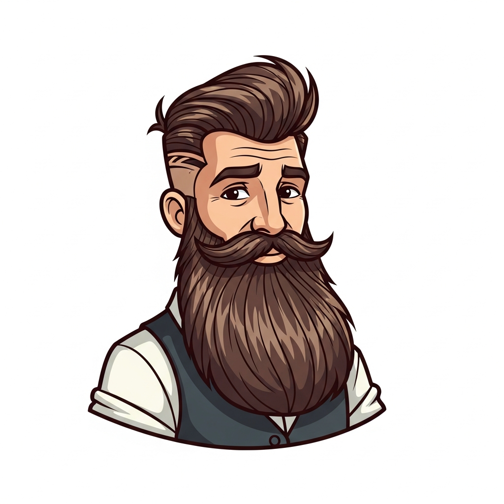 یک مرد با ریش بلند احتمالا یک ارایشگر هست ولی می خواهم ابزار ارایشگری در دستش نباشه از نحوه مو و ریشش این معلوم بشه